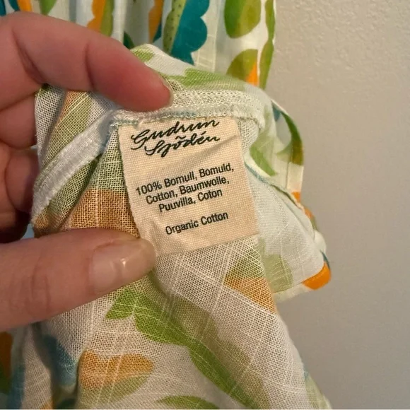 Gudrun Sjödén White Green‎ Blue Leaf Organic Cotton Dress - Picture 4 of 5